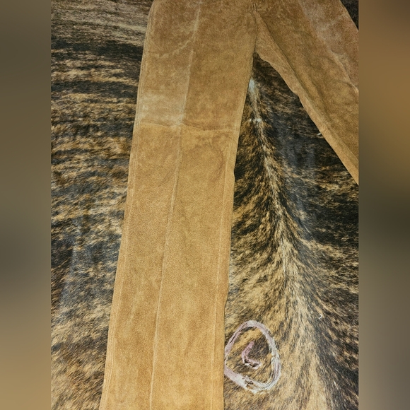 VIntage Wrangler Cowboy Cut Leather Pants size 9 34L 26 waist Tan NWT - Picture 4 of 12